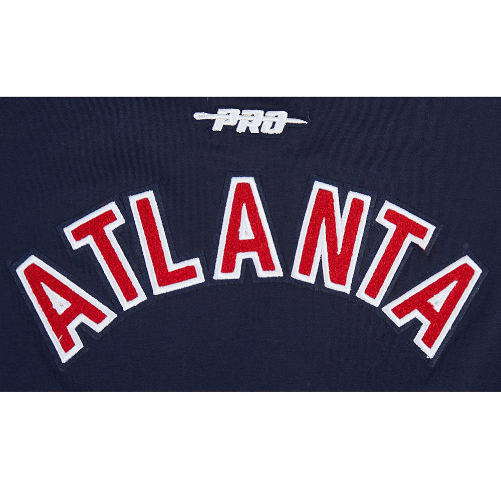 MLB ATLANTA BRAVES CLASSIC CHENILLE HAUT EN JERSEY SIMPLE À COUPE CARRÉE POUR FEMME (MARINE MINUIT)