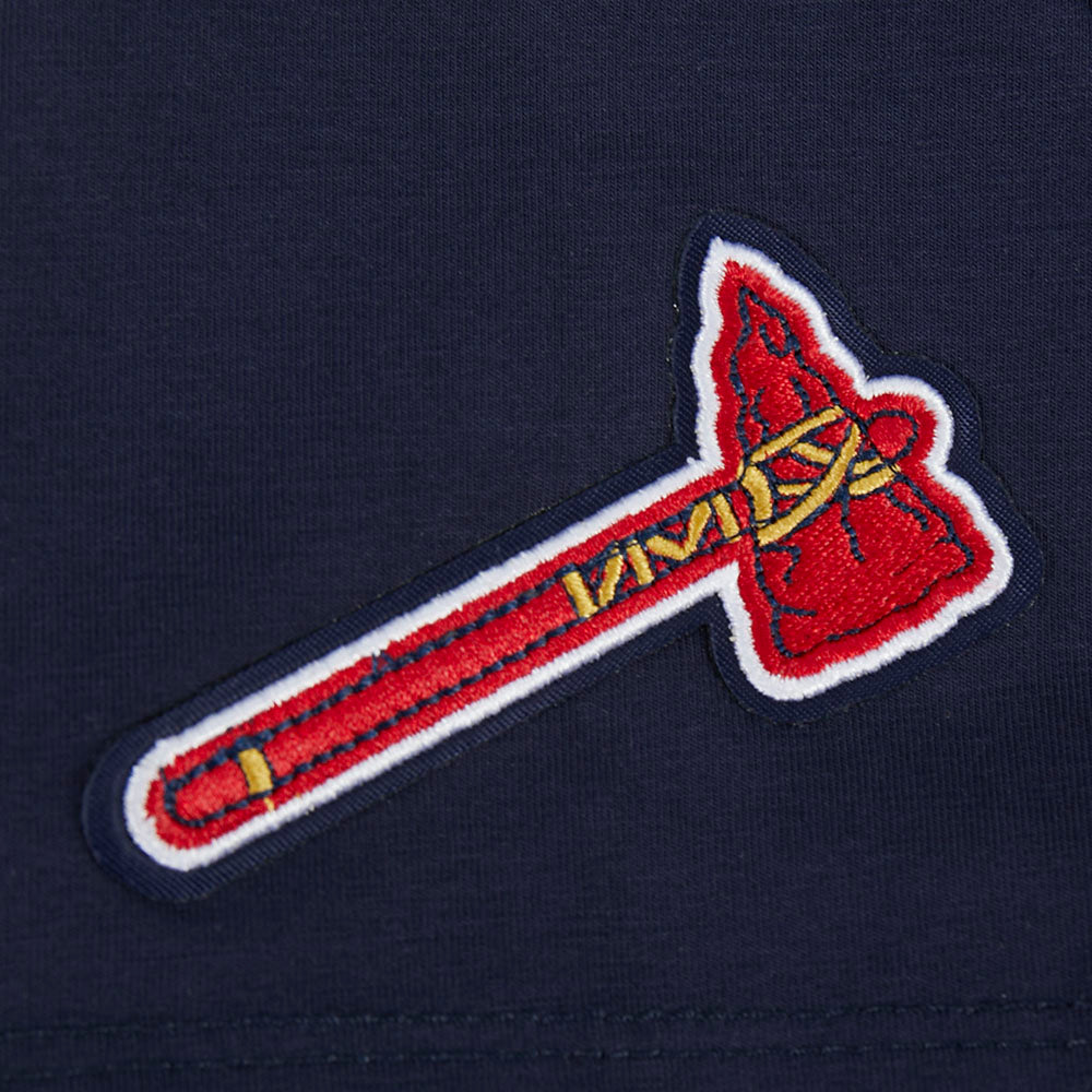 MLB ATLANTA BRAVES CLASSIC CHENILLE HAUT EN JERSEY SIMPLE À COUPE CARRÉE POUR FEMME (MARINE MINUIT)