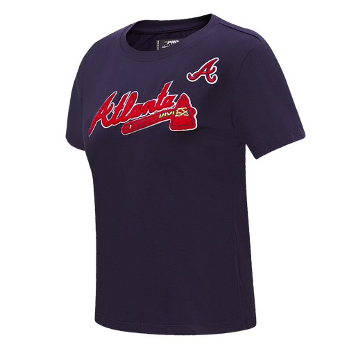 MLB ATLANTA BRAVES CLASSIC SHORT SLEEVE WOMEN'S SINGLE JERSEY SLIM FIT TOP (MIDNIGHT NAVY)