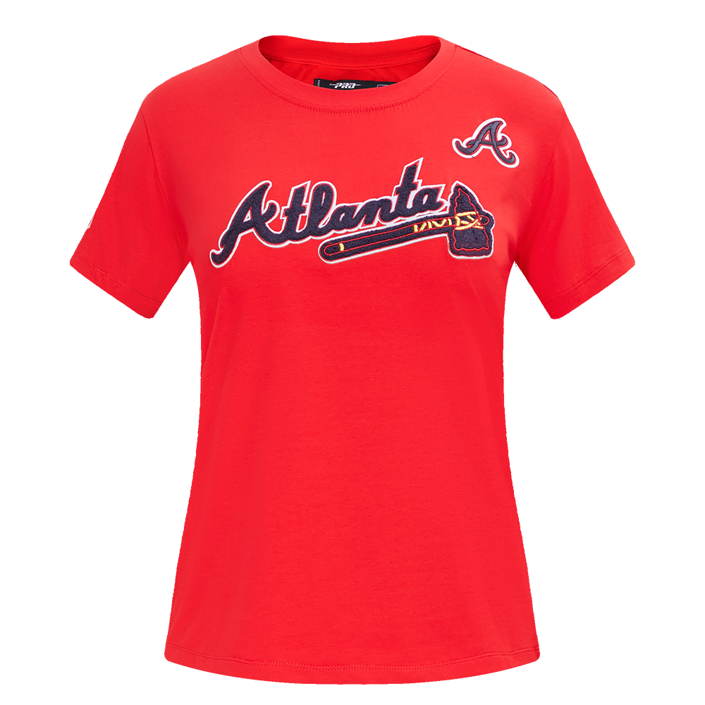 MLB ATLANTA BRAVES CLASSIC HAUT AJUSTÉ EN JERSEY SIMPLE À MANCHES COURTES POUR FEMME (ROUGE)