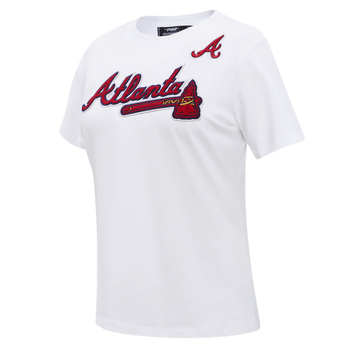 MLB ATLANTA BRAVES CLASSIC SHORT SLEEVE WOMEN'S SINGLE JERSEY SLIM FIT TOP (WHITE)