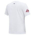 MLB ATLANTA BRAVES CLASSIC SHORT SLEEVE WOMEN'S SINGLE JERSEY SLIM FIT TOP (WHITE)