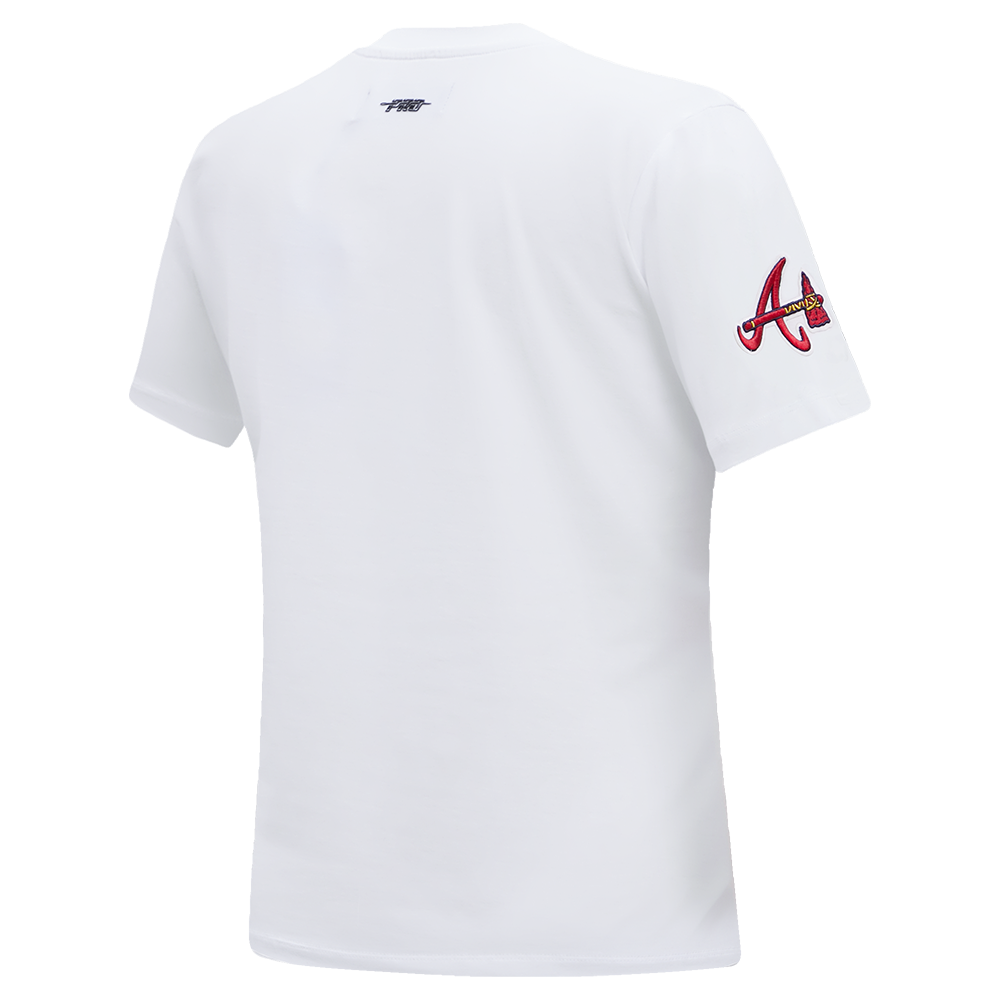 MLB ATLANTA BRAVES CLASSIC SHORT SLEEVE WOMEN'S SINGLE JERSEY SLIM FIT TOP (WHITE)
