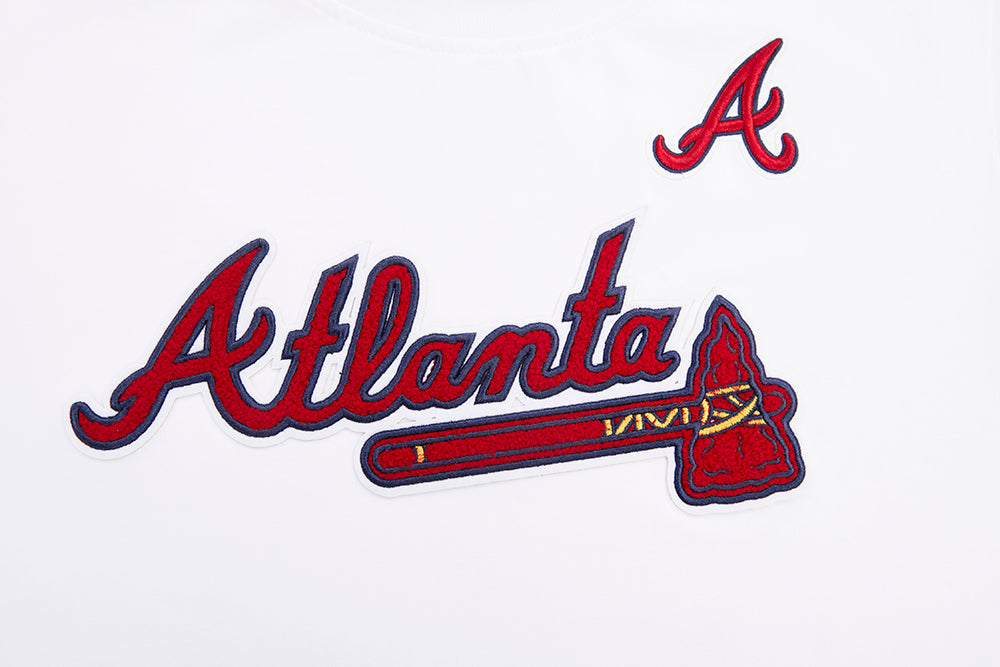 MLB ATLANTA BRAVES CLASSIC SHORT SLEEVE WOMEN'S SINGLE JERSEY SLIM FIT TOP (WHITE)