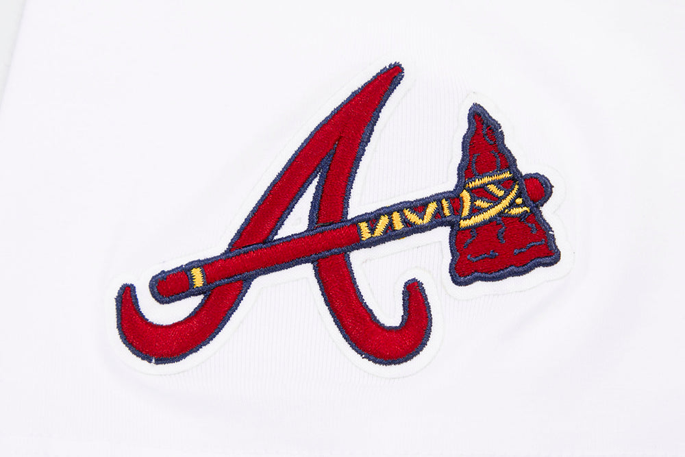 MLB ATLANTA BRAVES CLASSIC SHORT SLEEVE WOMEN'S SINGLE JERSEY SLIM FIT TOP (WHITE)