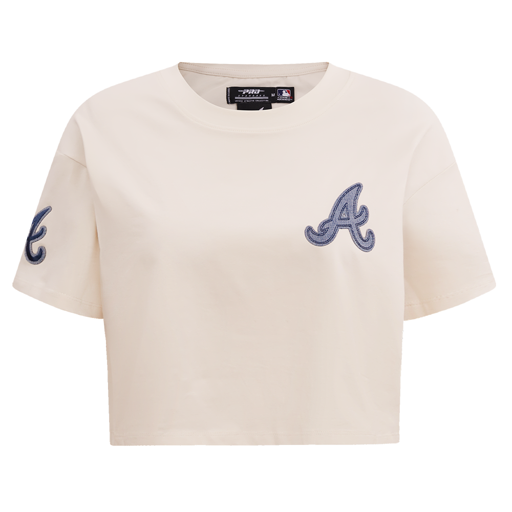 MLB ATLANTA BRAVES VARSITY BLUES WOMEN'S BOXY TOP (LINEN)