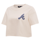 MLB ATLANTA BRAVES VARSITY BLUES HAUT À COUPE CARRÉE POUR FEMME (LIN)