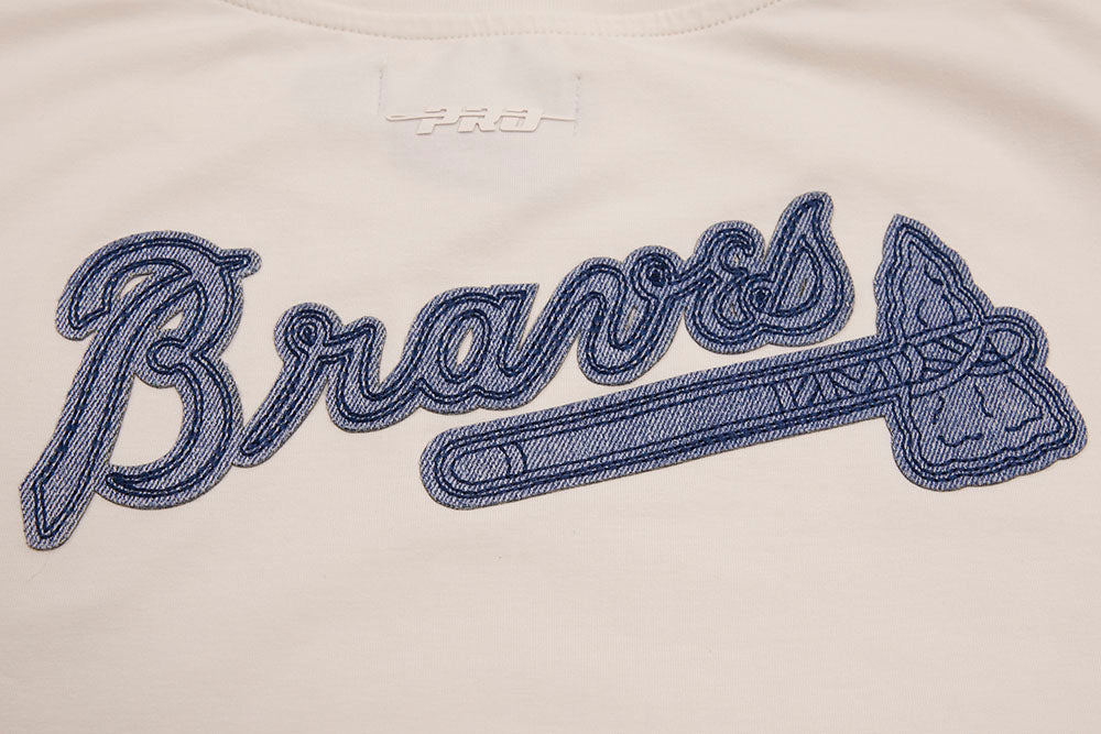 MLB ATLANTA BRAVES VARSITY BLUES HAUT À COUPE CARRÉE POUR FEMME (LIN)