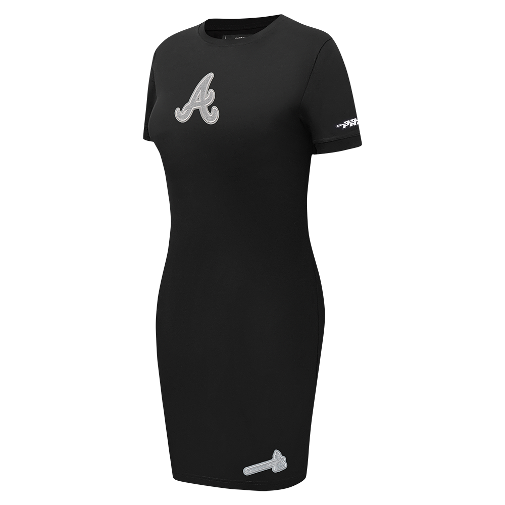 MLB ATLANTA BRAVES REVERSE FRENCH TERRY WOMEN'S BODYCON DRESS (BLACK)