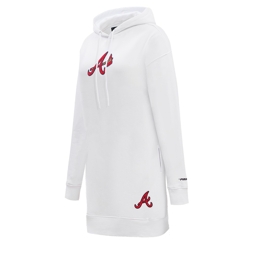 MLB ATLANTA BRAVES CLASSIC WOMEN'S HOODIE DRESS (WHITE)