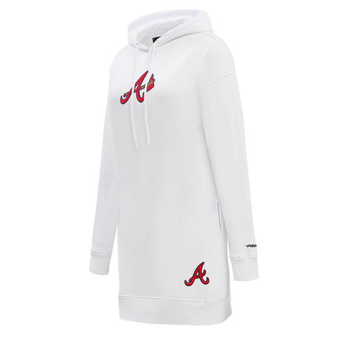 MLB ATLANTA BRAVES CLASSIC WOMEN'S HOODIE DRESS (WHITE)
