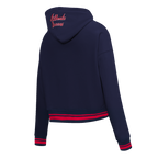 MLB ATLANTA BRAVES SCRIPT TAIL CHANDAIL À CAPUCHON COURT EN MOLLETON CÔTELÉ POUR FEMME (MARINE MINUIT/ROUGE/MARINE MINUIT)