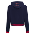 MLB ATLANTA BRAVES SCRIPT TAIL CHANDAIL À CAPUCHON COURT EN MOLLETON CÔTELÉ POUR FEMME (MARINE MINUIT/ROUGE/MARINE MINUIT)