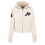 MLB ATLANTA BRAVES TRIPLE TONAL CHANDAIL À CAPUCHON EN MAILLE DOUBLE À GLISSIÈRE POUR FEMME (COQUILLE D'ŒUF)