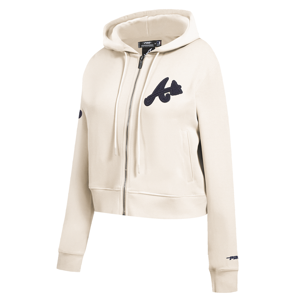 MLB ATLANTA BRAVES TRIPLE TONAL CHANDAIL À CAPUCHON EN MAILLE DOUBLE À GLISSIÈRE POUR FEMME (COQUILLE D'ŒUF)