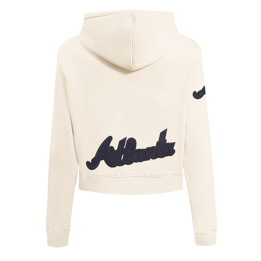 MLB ATLANTA BRAVES TRIPLE TONAL CHANDAIL À CAPUCHON EN MAILLE DOUBLE À GLISSIÈRE POUR FEMME (COQUILLE D'ŒUF)