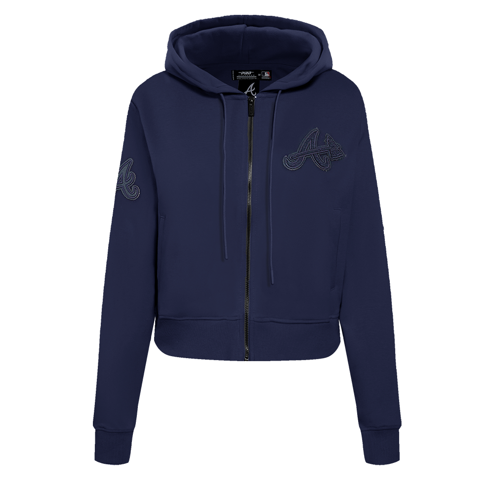 MLB ATLANTA BRAVES TRIPLE TONAL WOMEN'S DOUBLE KNIT FULL ZIP HOODIE (MIDNIGHT NAVY)