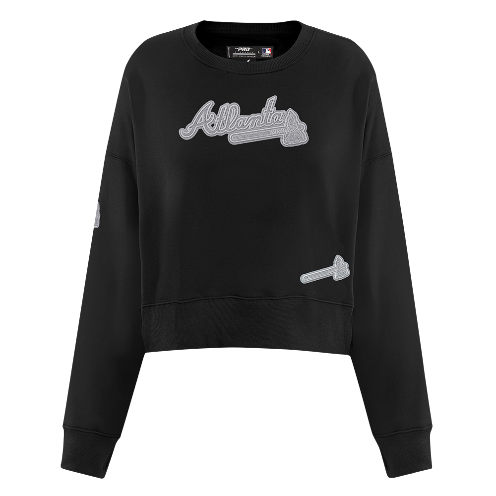 MLB ATLANTA BRAVES REVERSE FRENCH TERRY CHANDAIL À COL ROND EN MOLLETON POUR FEMME (NOIR)