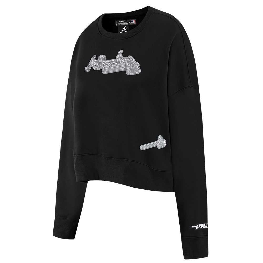 MLB ATLANTA BRAVES REVERSE FRENCH TERRY WOMEN'S FLEECE CREWNECK (BLACK)