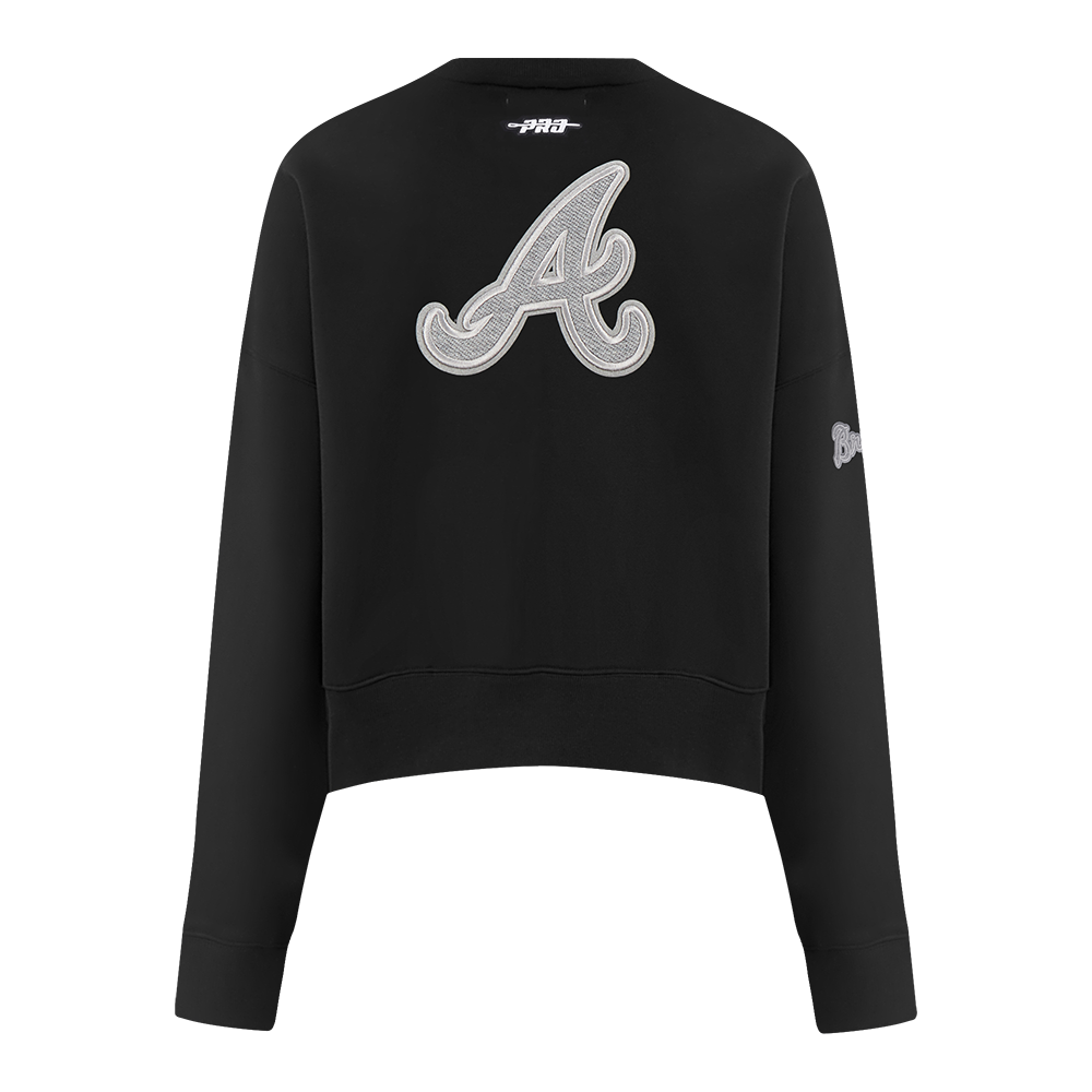 MLB ATLANTA BRAVES REVERSE FRENCH TERRY CHANDAIL À COL ROND EN MOLLETON POUR FEMME (NOIR)