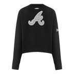 MLB ATLANTA BRAVES REVERSE FRENCH TERRY CHANDAIL À COL ROND EN MOLLETON POUR FEMME (NOIR)