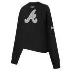 MLB ATLANTA BRAVES REVERSE FRENCH TERRY CHANDAIL À COL ROND EN MOLLETON POUR FEMME (NOIR)