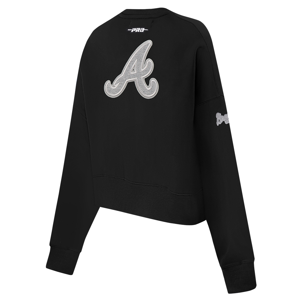 MLB ATLANTA BRAVES REVERSE FRENCH TERRY CHANDAIL À COL ROND EN MOLLETON POUR FEMME (NOIR)
