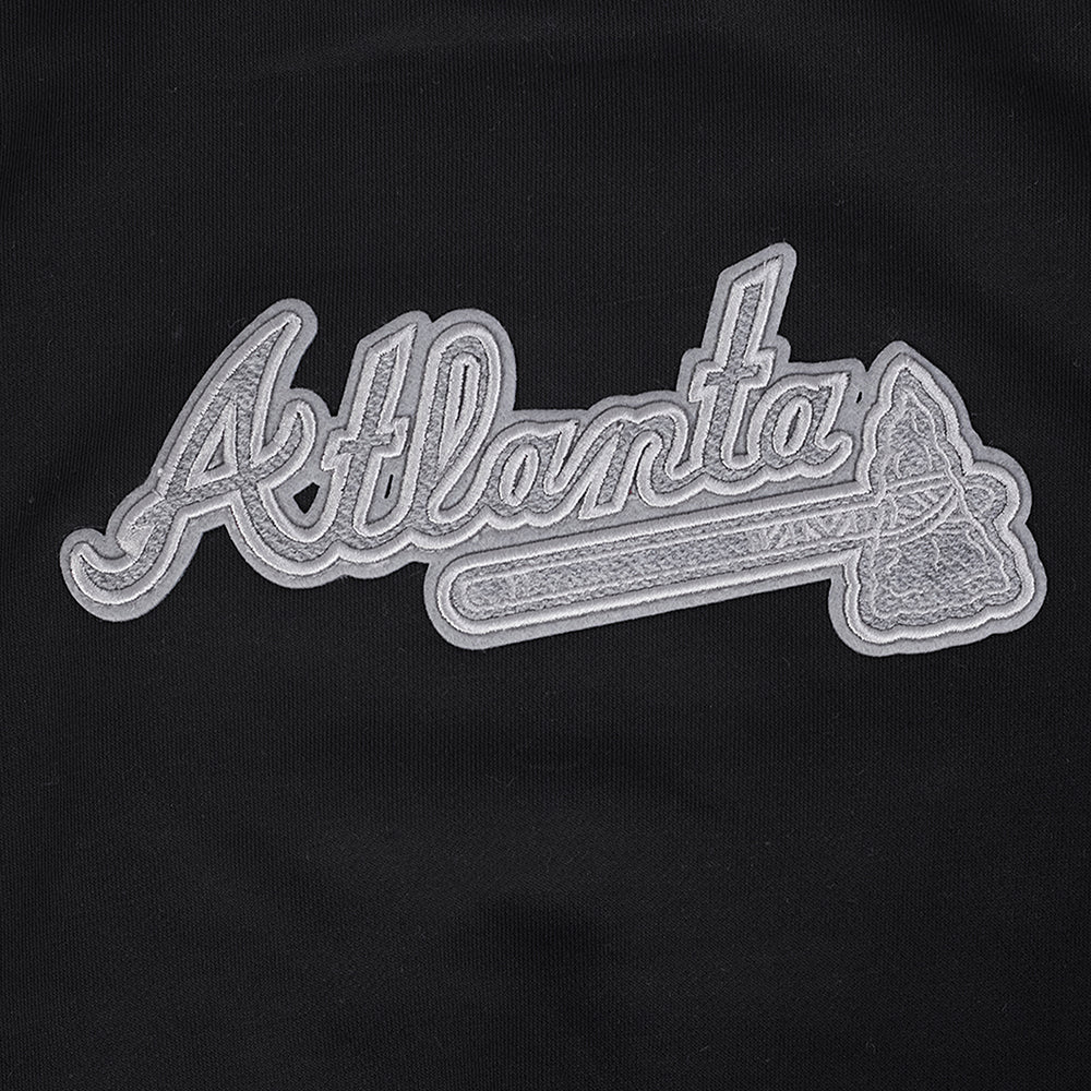 MLB ATLANTA BRAVES REVERSE FRENCH TERRY CHANDAIL À COL ROND EN MOLLETON POUR FEMME (NOIR)
