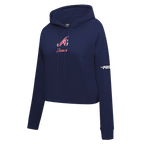 MLB ATLANTA BRAVES CLASSIC CHENILLE CHANDAIL À CAPUCHON COURT EN MOLLETON POUR FEMME (MARINE MINUIT)