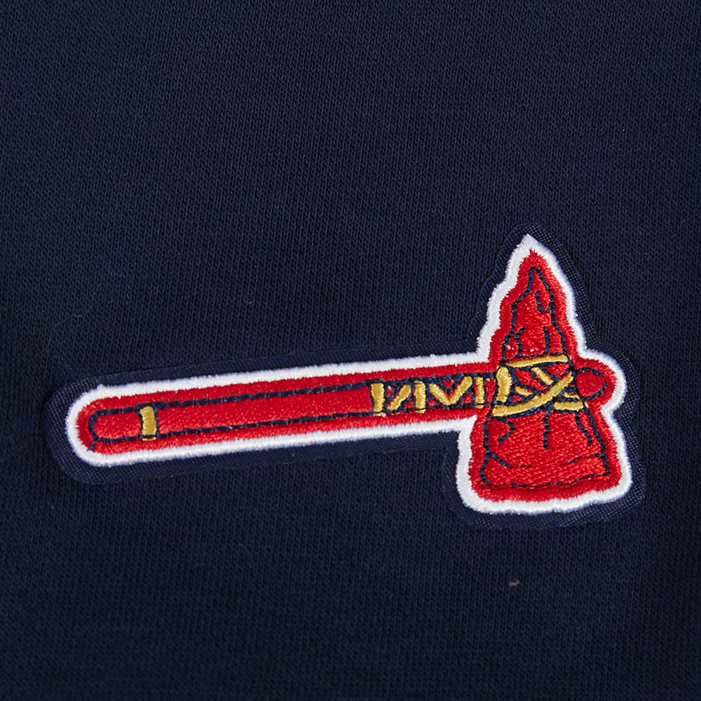 MLB ATLANTA BRAVES CLASSIC CHENILLE CHANDAIL À CAPUCHON COURT EN MOLLETON POUR FEMME (MARINE MINUIT)