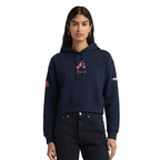 MLB ATLANTA BRAVES CLASSIC CHENILLE CHANDAIL À CAPUCHON COURT EN MOLLETON POUR FEMME (MARINE MINUIT)