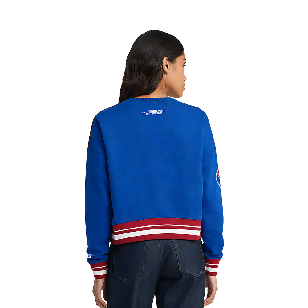MLB ATLANTA BRAVES RETRO CLASSIC WOMEN'S RIB FLC CREWNECK (ROYAL BLUE/RED)
