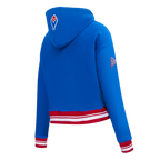 MLB ATLANTA BRAVES RETRO CLASSIC CHANDAIL À CAPUCHON COURT EN MOLLETON CÔTELÉ POUR FEMME (BLEU ROYAL/ROUGE)