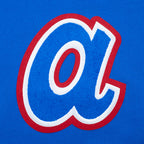 MLB ATLANTA BRAVES RETRO CLASSIC CHANDAIL À CAPUCHON COURT EN MOLLETON CÔTELÉ POUR FEMME (BLEU ROYAL/ROUGE)