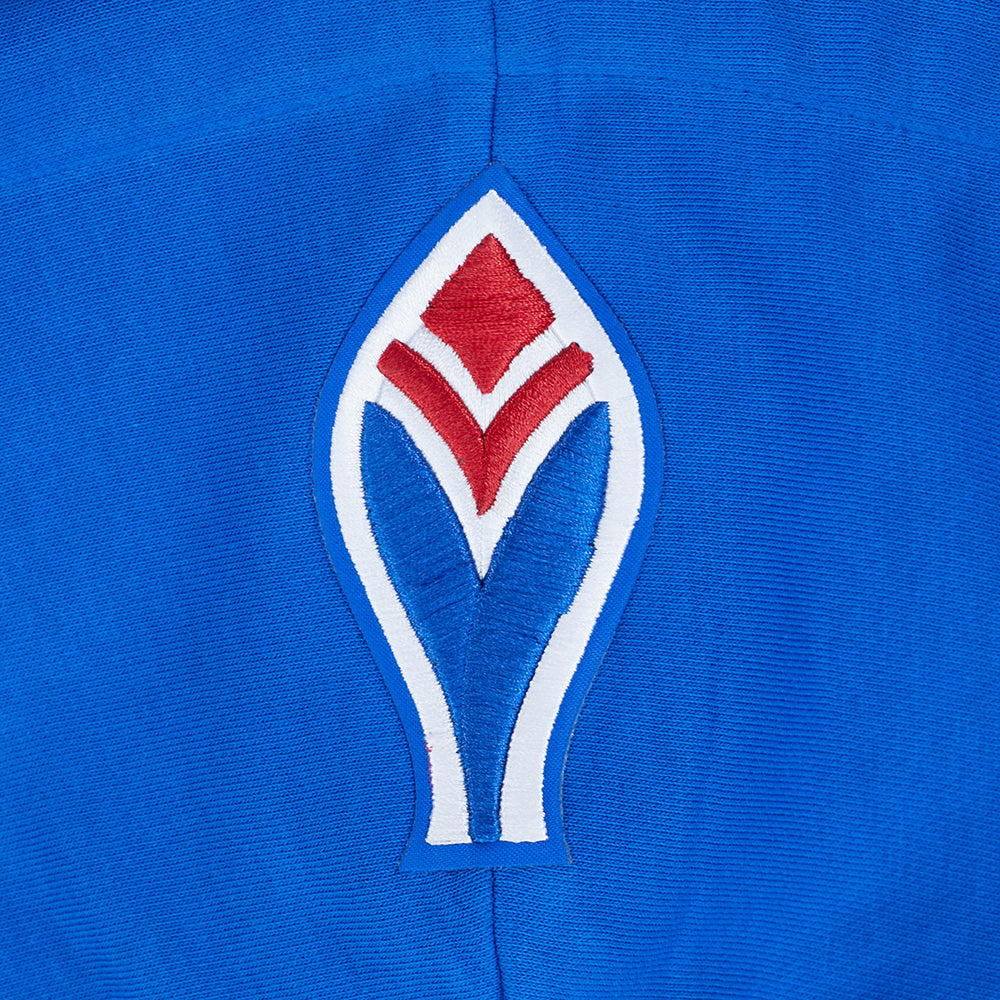 MLB ATLANTA BRAVES RETRO CLASSIC CHANDAIL À CAPUCHON COURT EN MOLLETON CÔTELÉ POUR FEMME (BLEU ROYAL/ROUGE)
