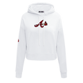 MLB ATLANTA BRAVES CLASSIC WOMEN'S CROPPED PULLOVER HOODIE (WHITE)