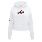 MLB ATLANTA BRAVES CLASSIC WOMEN'S CROPPED PULLOVER HOODIE (WHITE)