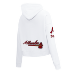 MLB ATLANTA BRAVES CLASSIC WOMEN'S CROPPED PULLOVER HOODIE (WHITE)