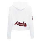 MLB ATLANTA BRAVES CLASSIC WOMEN'S CROPPED PULLOVER HOODIE (WHITE)