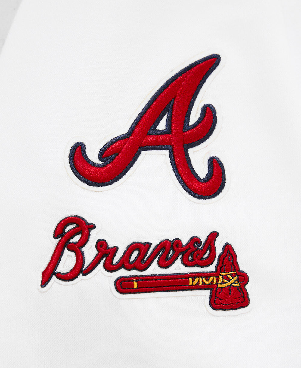 MLB ATLANTA BRAVES CLASSIC WOMEN'S CROPPED PULLOVER HOODIE (WHITE)