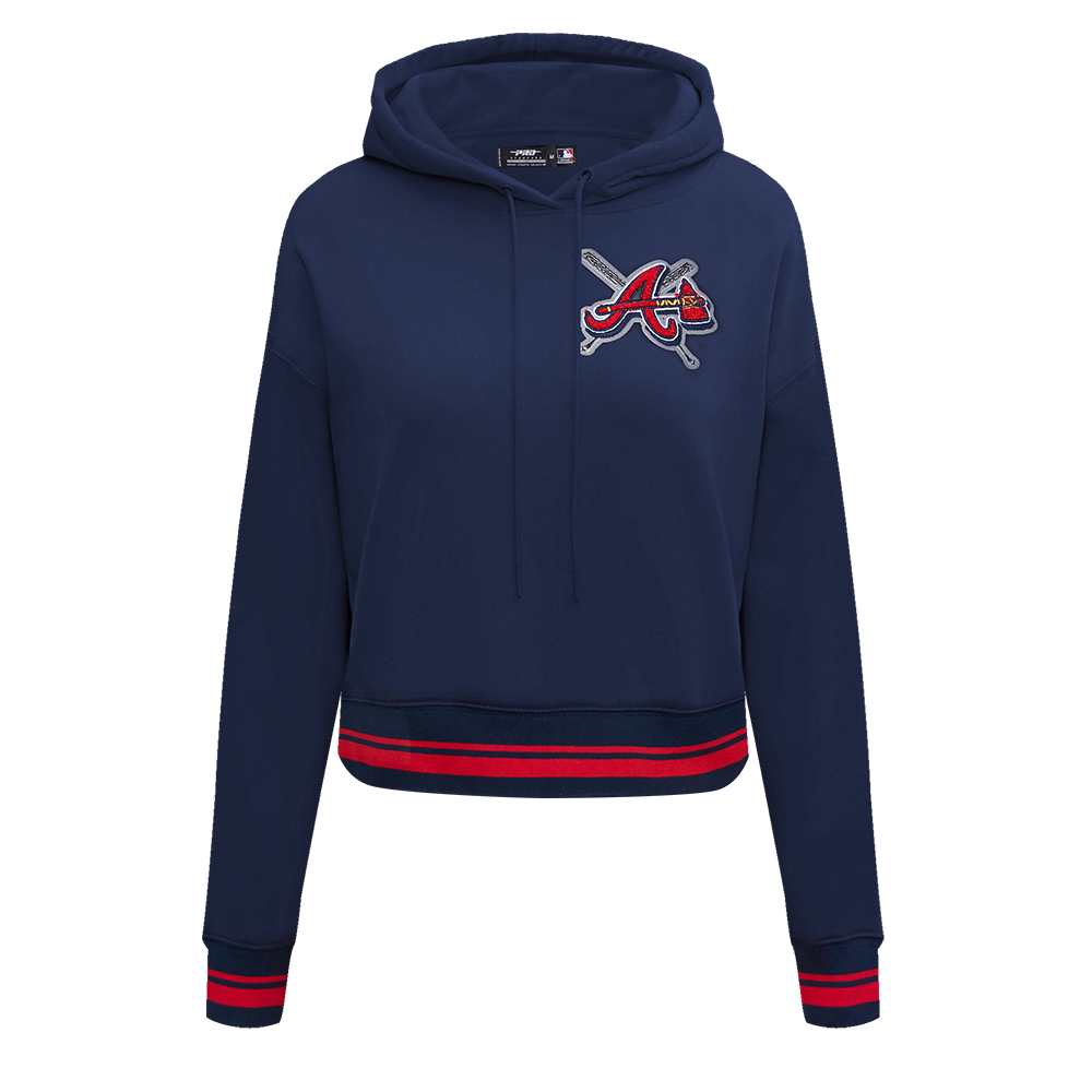 MLB ATLANTA BRAVES CHANDAIL À CAPUCHON MASHUP COURT CÔTELÉ POUR FEMME (MARINE MINUIT/ROUGE/MARINE MINUIT)