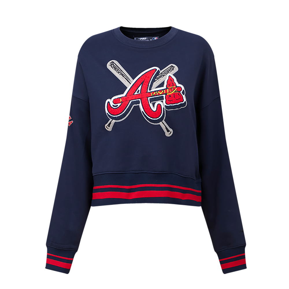MLB ATLANTA BRAVES CHANDAIL À COL ROND MASHUP CÔTELÉ POUR FEMME (MARINE MINUIT/ROUGE/MARINE MINUIT)