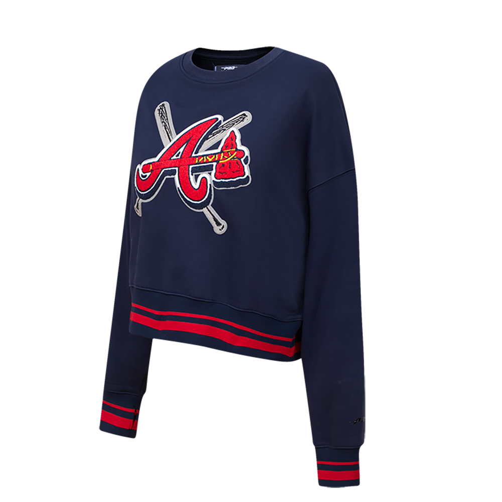 MLB ATLANTA BRAVES MASHUP WOMEN'S RIB CREWNECK (MIDNIGHT NAVY/RED/MIDNIGHT NAVY)