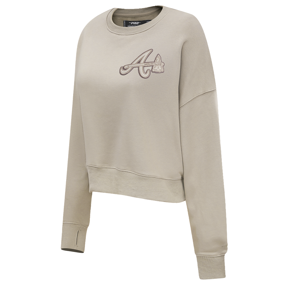 MLB ATLANTA BRAVES NEUTRAL WOMEN'S CREWNECK (TAUPE)
