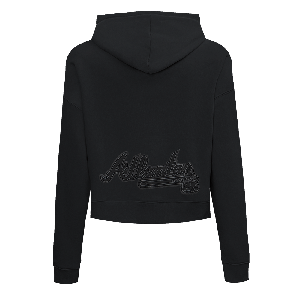 MLB ATLANTA BRAVES NEUTRAL WOMEN'S CROPPED PO HOODIE (DARK TAUPE)