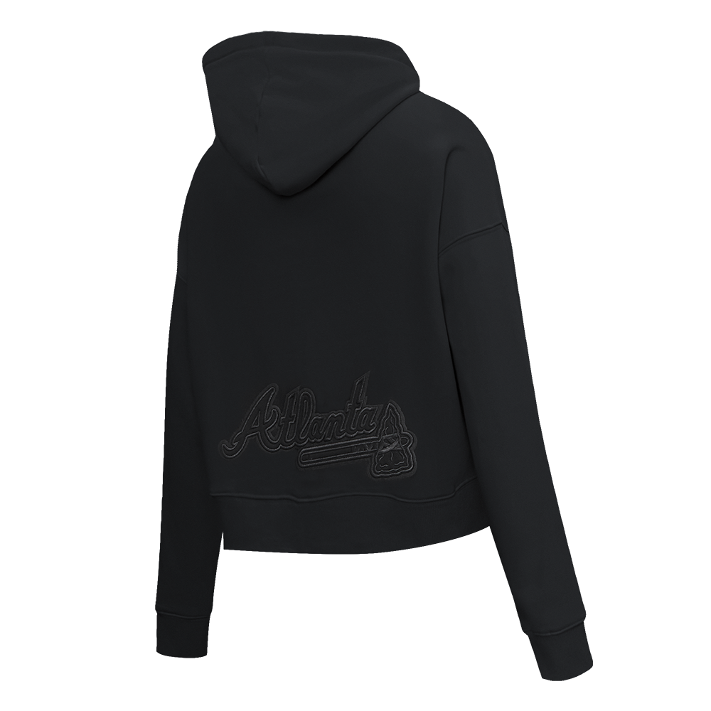 MLB ATLANTA BRAVES NEUTRAL WOMEN'S CROPPED PO HOODIE (WINE)