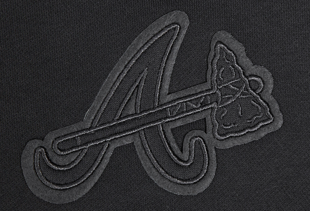 MLB ATLANTA BRAVES NEUTRAL WOMEN'S CROPPED PULLOVER HOODIE (BLACK)