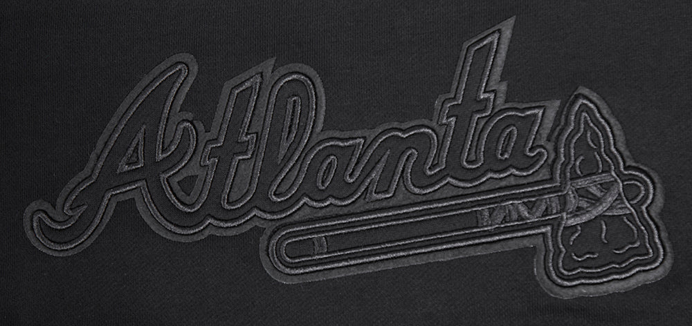 MLB ATLANTA BRAVES NEUTRAL WOMEN'S CROPPED PULLOVER HOODIE (BLACK)