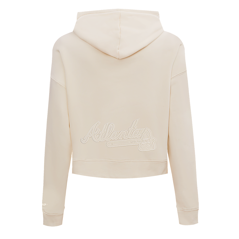 MLB ATLANTA BRAVES NEUTRAL WOMEN'S CROPPED PO HOODIE (WINE)