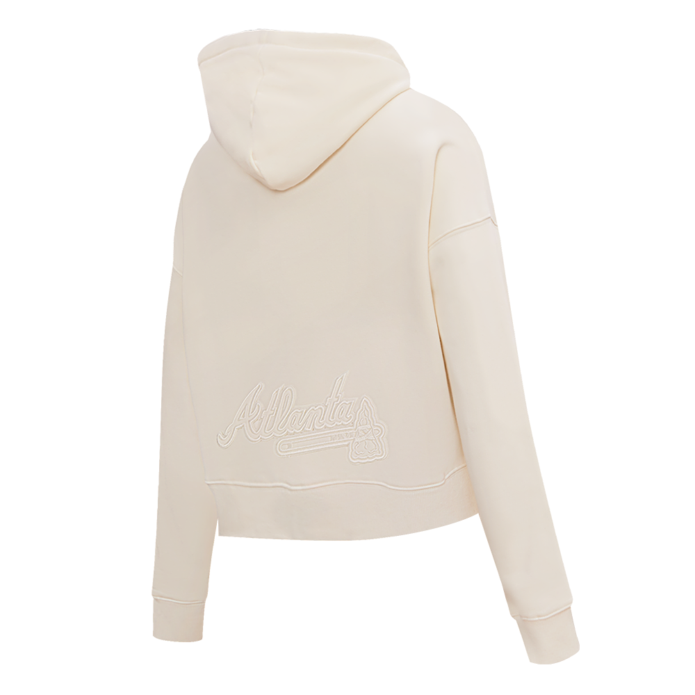 MLB ATLANTA BRAVES NEUTRAL WOMEN'S CROPPED PO HOODIE (DARK TAUPE)